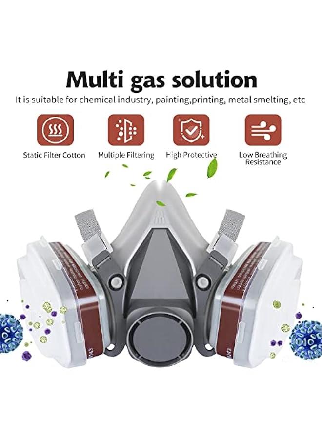 Arabest Full Face Gas Mask Set with Cartridge for Organic Vapor, Paint, Chemicals, Dust, and Fumes - Image 3