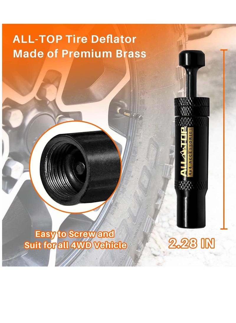 عام طقم صمام تفريغ الهواء للإطارات قابل للتعديل (10-30 رطل/بوصة مربعة) مكون من 4 قطع من أداة تفريغ الهواء للإطارات ذات الإيقاف التلقائي للطرق الوعرة 4x4 (مع 5 أغطية صمام) - Image 2