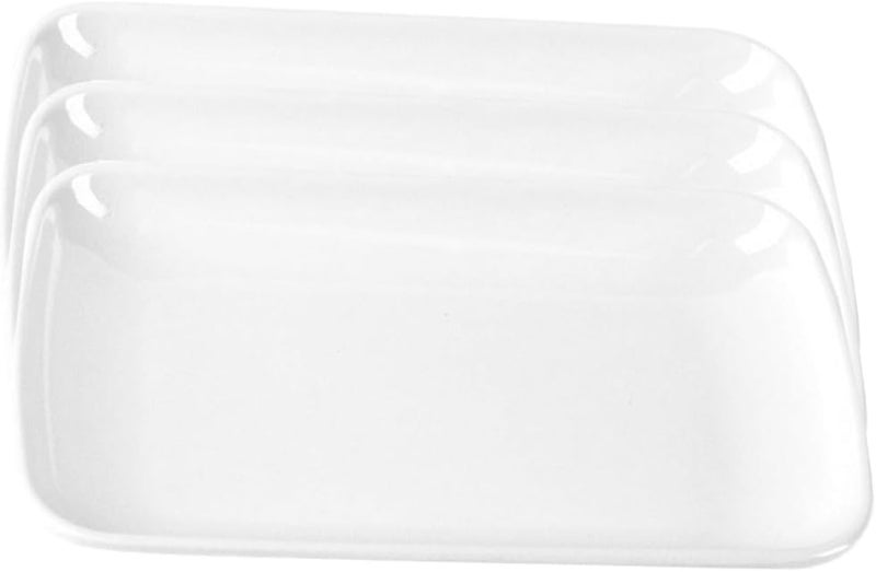 Hemoton 747 Inch Rectangular Appetizer Plates Salad Plates Set Ceramic Dessert Plates Small Serving Plates for Salad Appetizer Snack Sushi  Microwave Oven and Dishwasher Safe  Set of 3 - Image 1