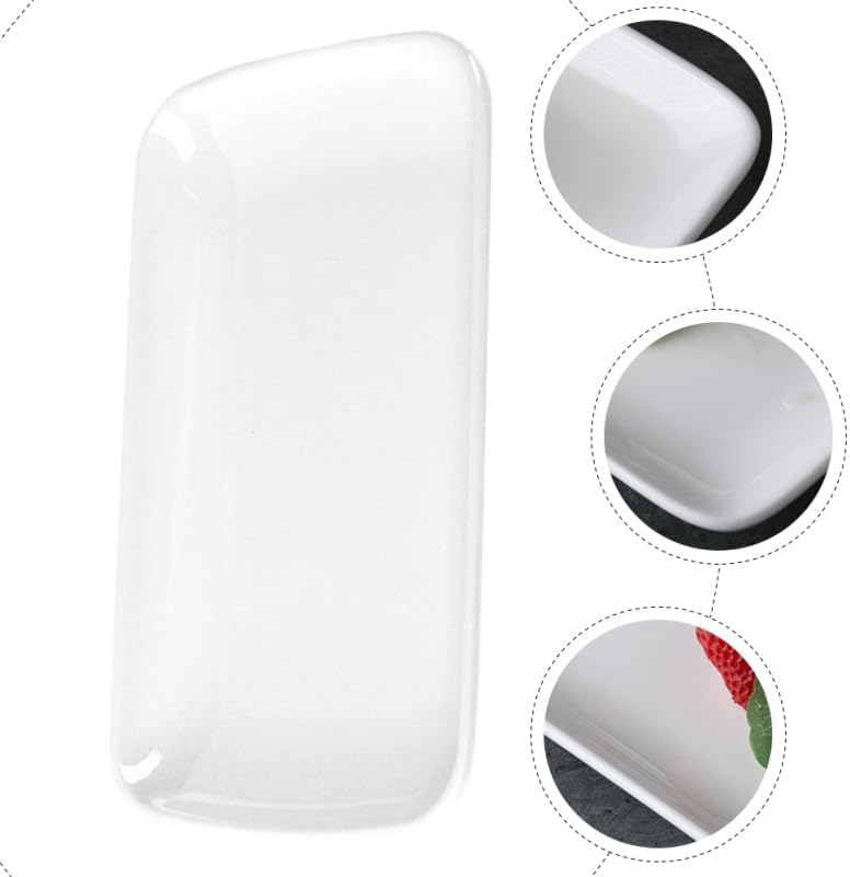 Hemoton 747 Inch Rectangular Appetizer Plates Salad Plates Set Ceramic Dessert Plates Small Serving Plates for Salad Appetizer Snack Sushi  Microwave Oven and Dishwasher Safe  Set of 3 - Image 4