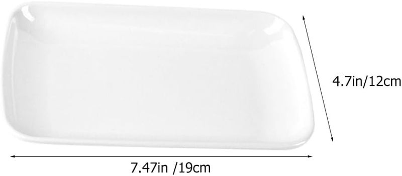Hemoton 747 Inch Rectangular Appetizer Plates Salad Plates Set Ceramic Dessert Plates Small Serving Plates for Salad Appetizer Snack Sushi  Microwave Oven and Dishwasher Safe  Set of 3 - Image 2