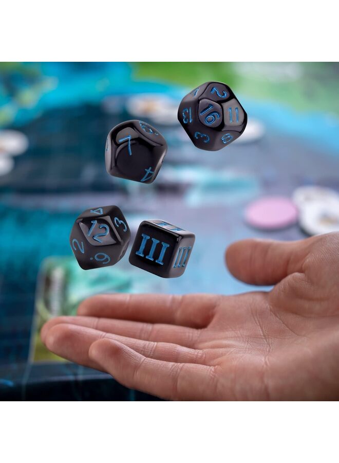 Polyhedral Dice Set, Game for Role Playing Table Games RPG Dice in Opaque Black for Role Playing Table Games D3-D100 for Dungeons and Dragons (Blue Numbers) - Image 4