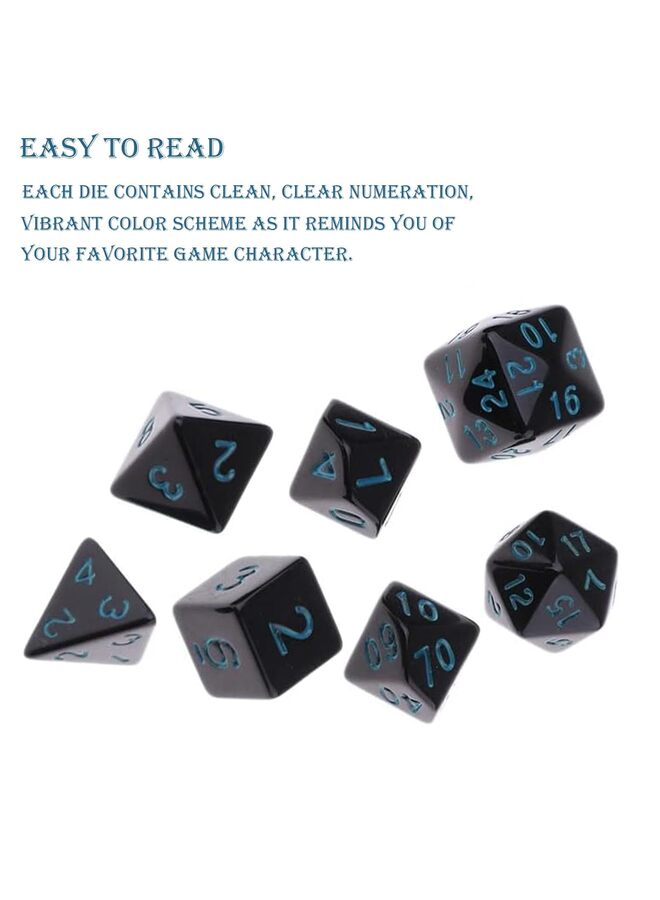 Polyhedral Dice Set, Game for Role Playing Table Games RPG Dice in Opaque Black for Role Playing Table Games D3-D100 for Dungeons and Dragons (Blue Numbers) - Image 3