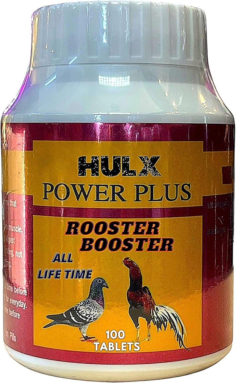 HULX POWER PLUS 100 TABLETS, Fast Increasing Energy Formula Rooster Booster Vitamins Health Chicken Supplement for Good Health, Build Muscle, Blood, Power Feed Poultry Bird Fighting Gamecocks Hen Food - Image 1