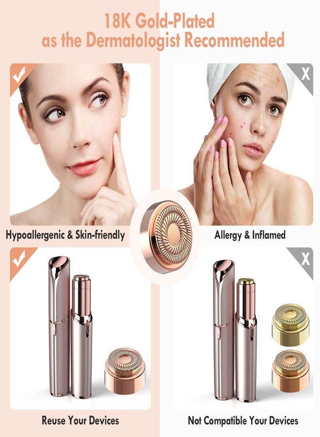 جوريلاتكس رؤوس بديلة لجهاز إزالة الشعر فلوليس من الجيل الثاني، رأس بديل لإزالة شعر الوجه مطلي بالذهب عيار 18 قيراطًا مع علبة تخزين، شفرات بديلة غير مؤلمة للنساء تناسب جهاز فينيشينج تاتش فلوليس - Image 4