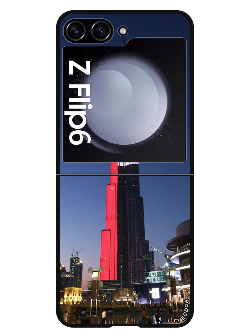 Theodor Protective Case Anti Scratch Shock Proof Bumper Cover For Samsung Galaxy Z Flip 6 UAE Flag on Burj Khalifa - Image 1