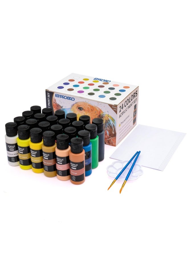 THE PRO BRO Acrylic Paint Set – 24 Vibrant Colors (59ml Tubes) Non-Toxic Rich Pigment Paints with Brushes, Palette & Acrylic Paper – Professional Art Supplies for Canvas, Wood, Clay & Crafts - Image 2