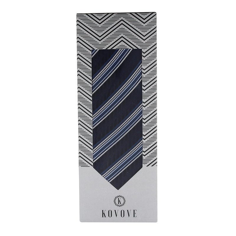 Kovove Kavove The Pleasing Striped Blue Necktie For Men - Image 3