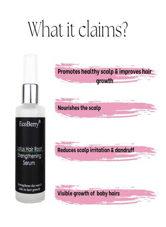 EcoBerry Lotus Hair Root Strengthening Serum For Hair Growth Men, Women, Scalp Serum Hair fall control Hair Volumizing, Water Based, Natural & Handmade, Chemical Free Silicone Free Paraben Free, Vegan - Image 2
