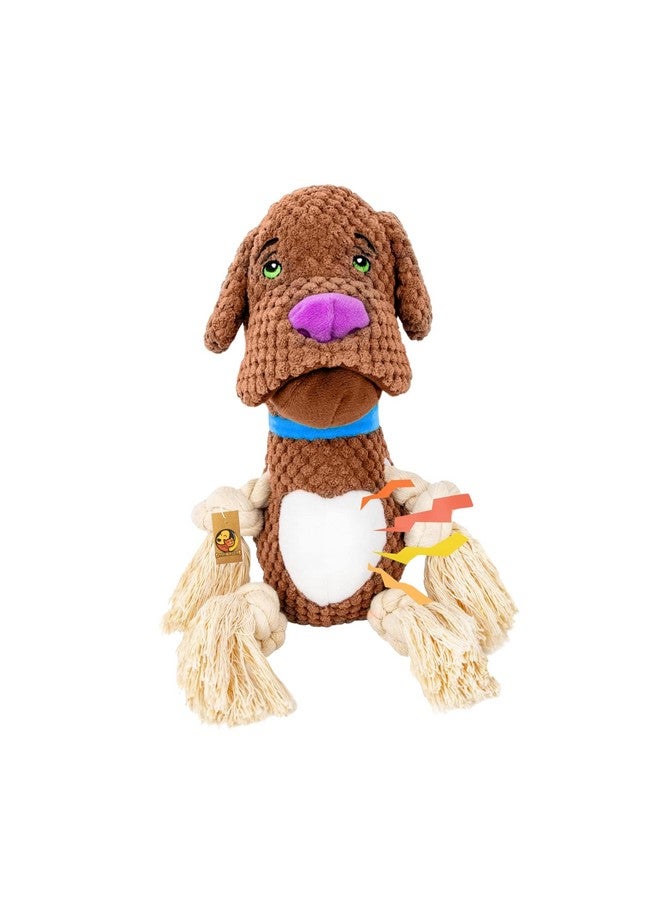 Dog Plush Squeaky Rope Toy - (Brown Bulldog Plush Toy) | Non-Toxic, Soft, Stuffed, Teething, Playful, Cuddly Rope Dog Toy | Plush Dog Toys For Small Dogs And Puppies (Size: 27Cm) - Image 1