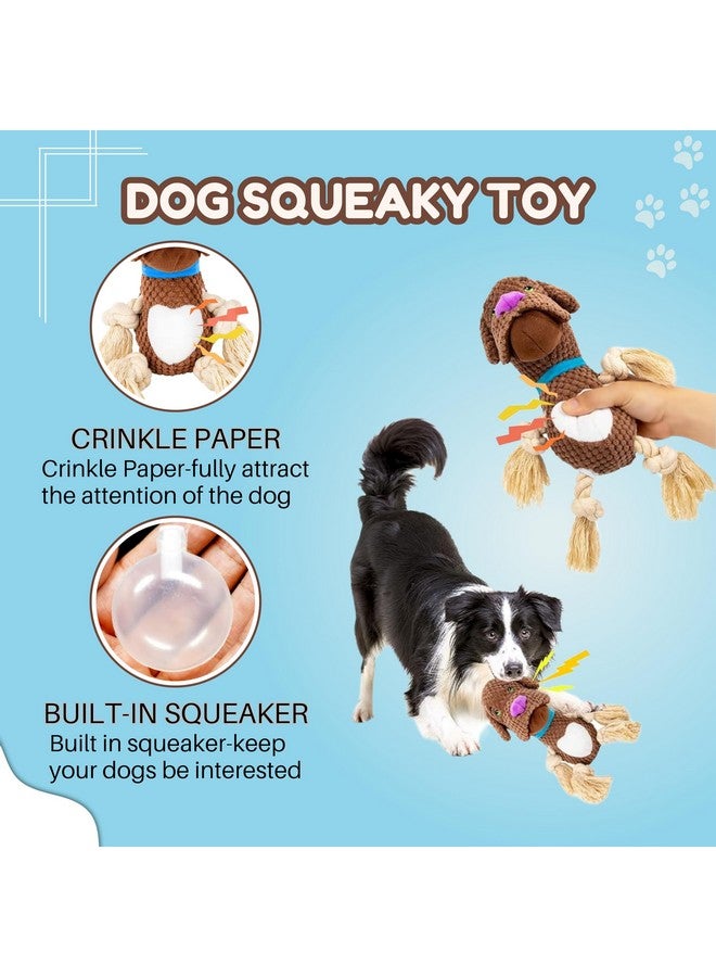 Dog Plush Squeaky Rope Toy - (Brown Bulldog Plush Toy) | Non-Toxic, Soft, Stuffed, Teething, Playful, Cuddly Rope Dog Toy | Plush Dog Toys For Small Dogs And Puppies (Size: 27Cm) - Image 4