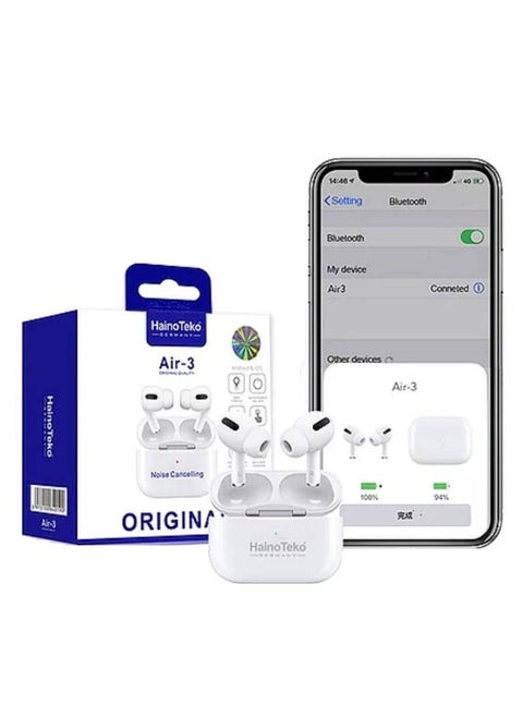 Germany Original Quality Air-3 Wireless In-Ear Bluetooth For iPhones And Androids White