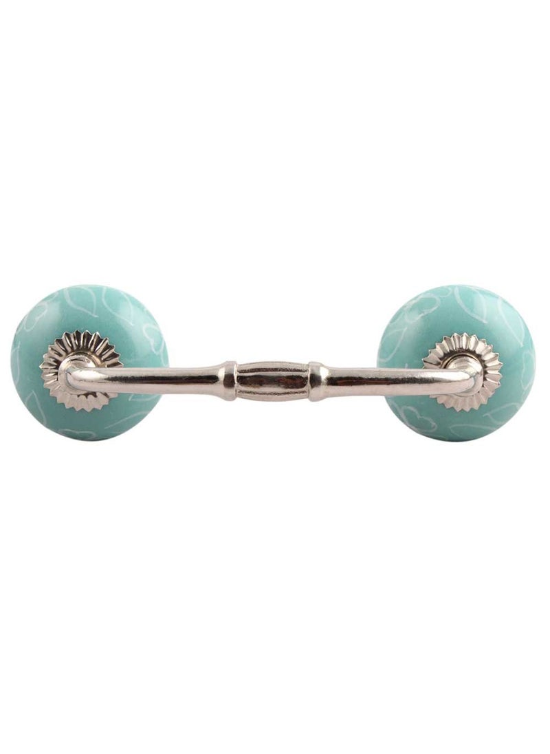 Indian-Shelf IndianShelf 1 Pack Ceramic Drawer Handles for Cabinets and Drawers Green Dresser Pulls for Door Silver Hardware 8 Hole to Hole BH312 CK1465 