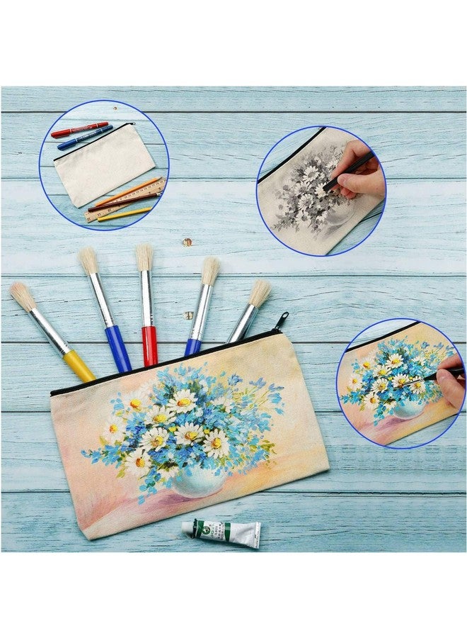 Lify 20 Piece DIY Craft Blank Bag Canvas Makeup Pencil Pouch with Zipper- Multipurpose Pen Pencil Case Cotton Canvas Cosmetic Bag Travel Cosmetic Bag -(Black (10pcs)- Off White (10pcs)) - Image 5