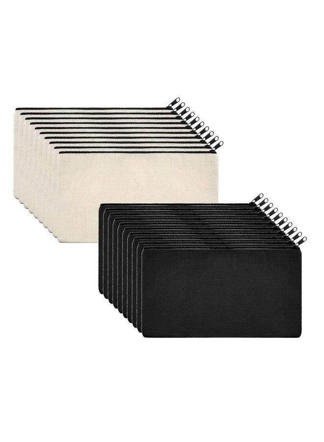 Lify 20 Piece DIY Craft Blank Bag Canvas Makeup Pencil Pouch with Zipper- Multipurpose Pen Pencil Case Cotton Canvas Cosmetic Bag Travel Cosmetic Bag -(Black (10pcs)- Off White (10pcs)) - Image 1