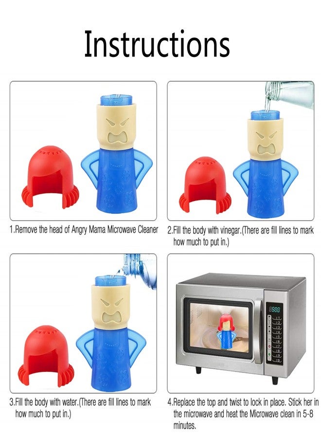 Bell Dream Microwave Cleaner Kitchen Angry Mama High Temperature Cleaning Equipment Easily Crud in Minutes Steam Cleans and Disinfects with Vinegar and Water for Kitchen - Image 4