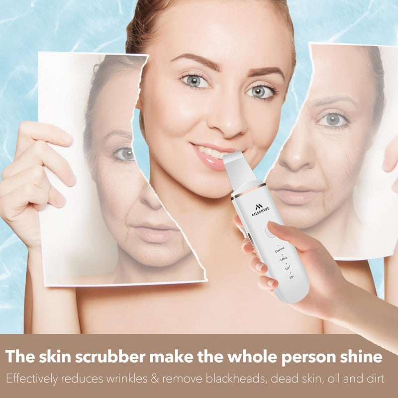 Miserwe Skin Scrubber Face Skin Spatula Facial Scrubber Spatula for Deep Cleansing Blackhead Remover Pore Cleaner with 4 Modes (White) - Image 5