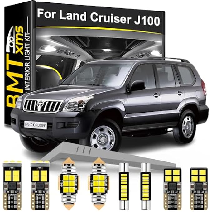 BMT xms طقم إضاءة داخلية LED مكون من 17 قطعة بديلة لسيارة تويوتا لاند كروزر J100 موديل 1998-2007، مصابيح بيضاء باردة - Image 1