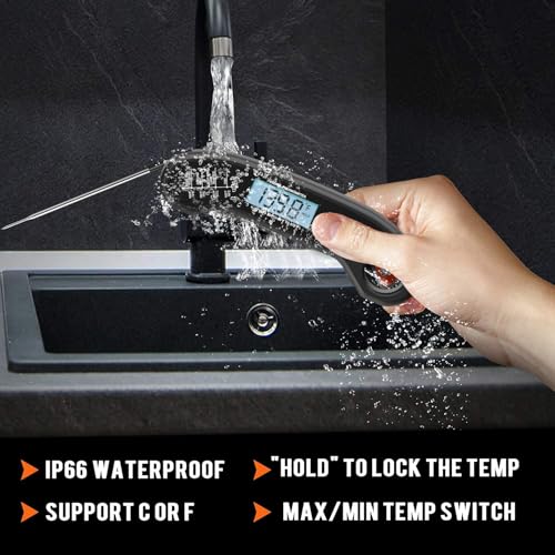ROUUO Meat Thermometer Digital, Instant Read Meat ThermometerI for Grill and Cooking, Waterproof Food Thermometer for Kitchen and Outside, BBQ, Turkey, Candy, Liquids, Beef - Image 5