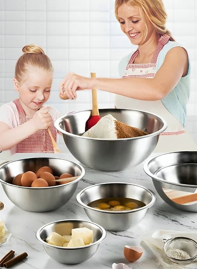 أوعية خلط من الفولاذ المقاوم للصدأ، 6 أوعية مطبخ، أوعية تعشيش للطهي والخبز والسلطة والتتبيل