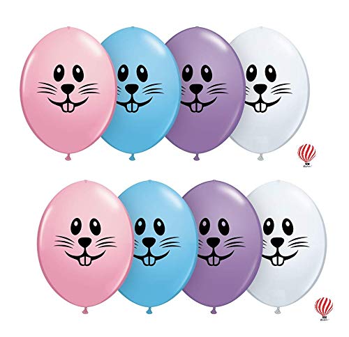 Hk Balloons Printed Bunny Face Birthday Decoration Balloons (Bunny Face Printed Balloons) (Pack Of 30) - Rubber, Multicolor - Image 1