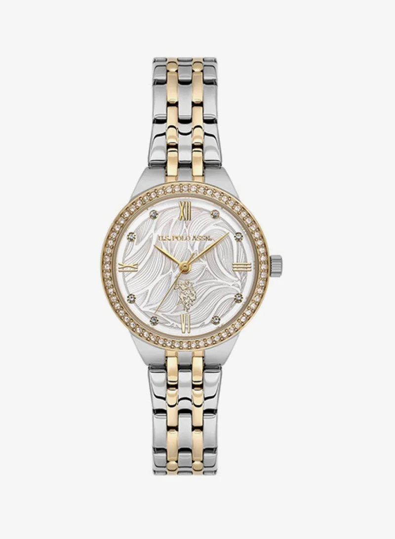 U.S. Polo Assn. New Stainless Steel Bracelet Quartz Analog Watch for Women, 30mm