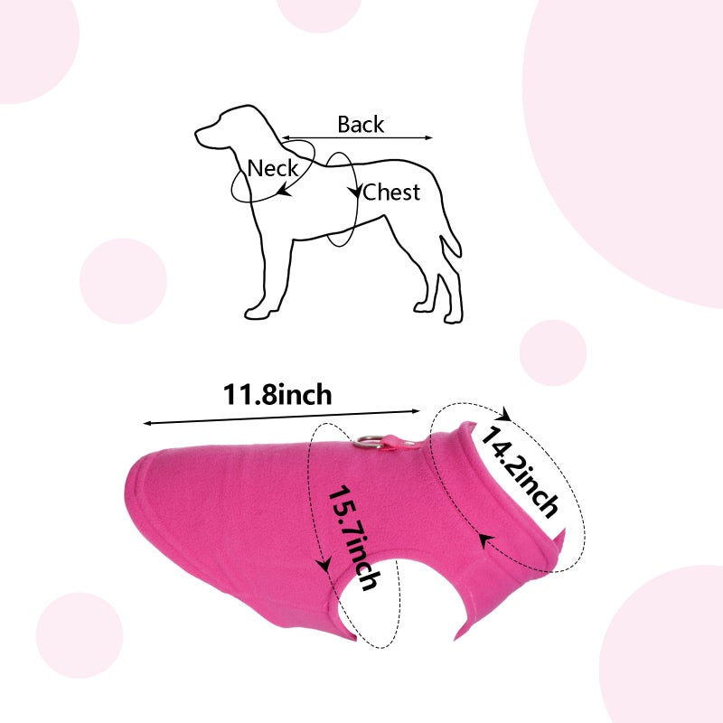 Sucrain Dog Fleece Vest Soft Pet Jacket with Leash O-Ring Winter Warm Pet Pullover Coat for Small Dog (Hot Pink, Medium) - Image 2