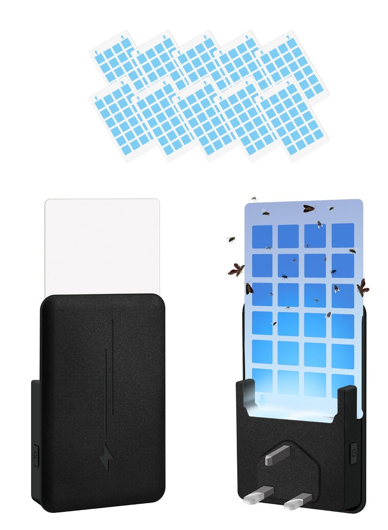 أيه بي جي فخ الذباب الداخلي (جهاز واحد + 10 بطاقات لاصقة)، فخ الحشرات الطائرة الموصل بالكهرباء للبعوض، الذباب، ذباب الفاكهة، العث، ذباب الفطر، فخ الذباب الداخلي للمنزل، أسود - Image 1