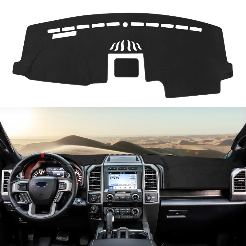 Rilsen Dashboard Cover Mat Custom Fit for 20152020 Ford F150 Dash Cover Nonslip Dash Mat Protector Sunshade No Glare Black