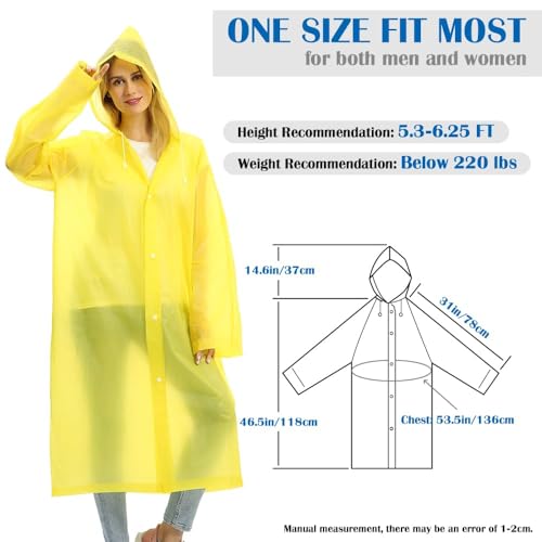 Opret Reusable Rain Poncho with Hood and Sleeves for Adults, Portable EVA Raincoat Perfect for Outdoor Activities, Yellow, One Size - Image 2