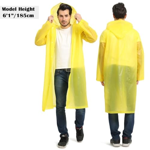 Opret Reusable Rain Poncho with Hood and Sleeves for Adults, Portable EVA Raincoat Perfect for Outdoor Activities, Yellow, One Size - Image 5