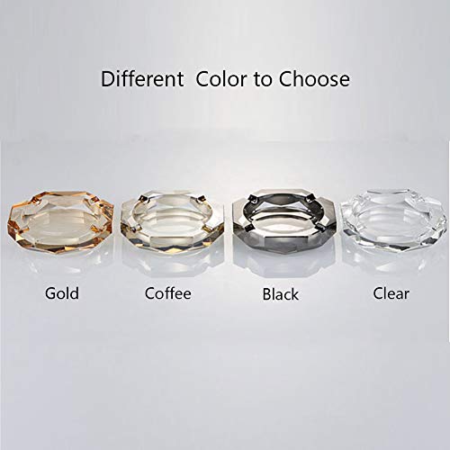 HOSTEESSCHOICE Crystal Glass Ashtray, Octagon Ash tray Cigar Cigarettes Ashtray Holder Office Home Desktop Tabletop Decoration,Crystal Gold - Image 3