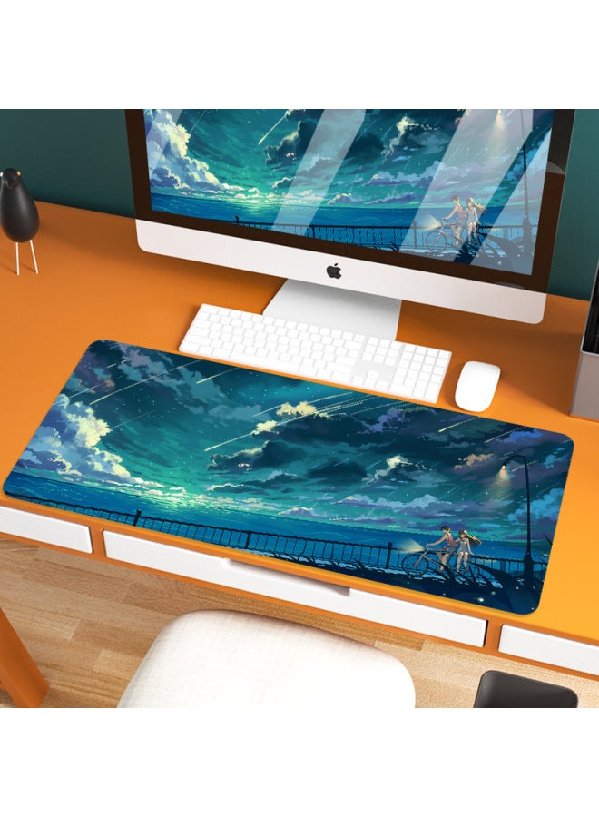 Mouse Pad Oversized Keyboard Notebook Logo Game Rubber Computer Anime Table Mat Lock Edge One-piece Delivery-Color:900x500x4mm-Pattern:Couple 04