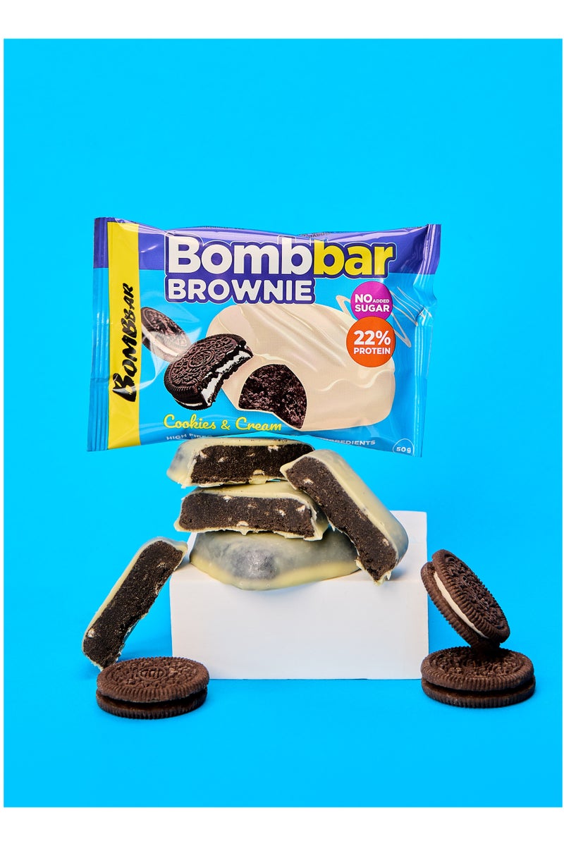 بومبار براوني بروتين بالكولاجين بنكهة الكوكيز والكريمة غني بالألياف وبدون سكر مضاف 10 × 50 جم - Image 3