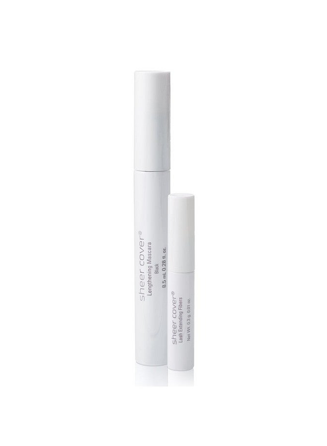 SHEER COVER Volumizing Mascara & Lengthening Fibers Duo Lengthening Black Mascara Lash Extending Fibers8.5 Milliliters - Image 1