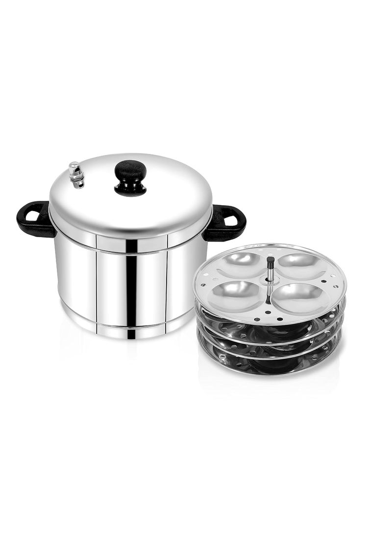 pigeon Pigeon Favorite Stainless Steel Idli Cooker with Whistle Indicator | Idly Cooker Pot | Steel Idli Maker with Silver Lid - 4 Plates (for 16 Idlies)  - Image 2