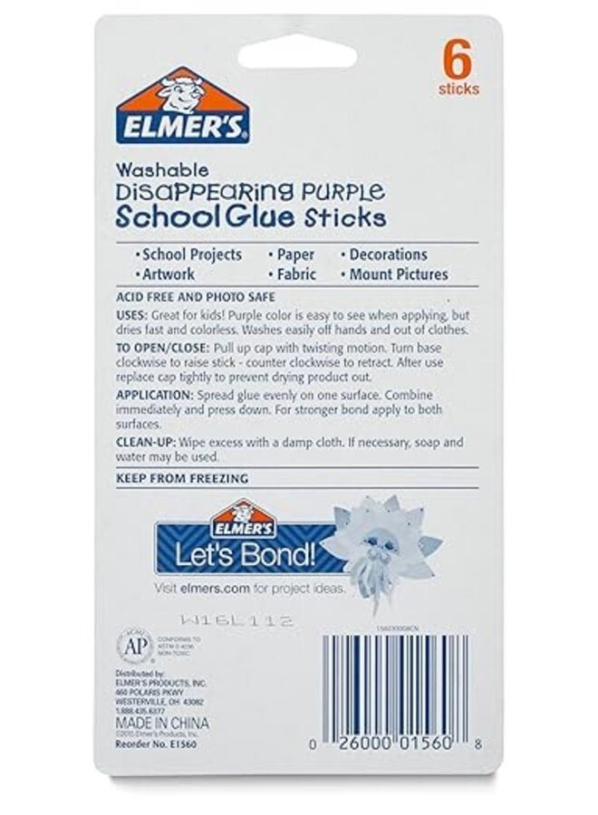 Elmer's Disappearing Purple School Glue Sticks, 6 Count - Image 4