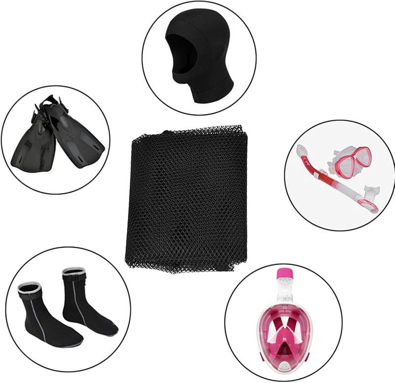Swim Dive Drawstring Net Bag, Flipper Packing Storage, 64x30cm Black - Lightweight Durable Nylon, Quick Dry Design, Ideal for Water Sports and Snorkelling - Image 5