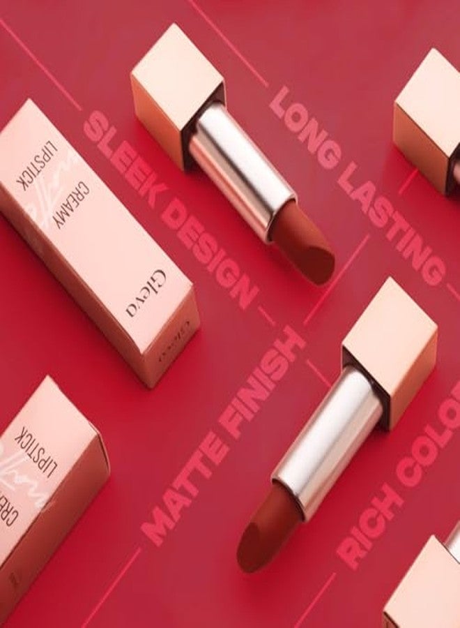Gleva Cream Matte Lipstick for Women, Long Lasting Moisturizing Matte Lip Color, One Swipe High Pigmentation, Smooth Lightweight Formula, Smudge Resistant Everyday Wear Lipstick Pack-2 (Bold-18,Kisser-08) - Image 4