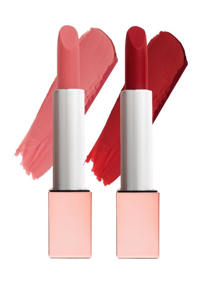 Gleva Cream Matte Lipstick for Women, Long Lasting Moisturizing Matte Lip Color, One Swipe High Pigmentation, Smooth Lightweight Formula, Smudge Resistant Everyday Wear Lipstick Pack-2 (Bold-18,Kisser-08) - Image 1