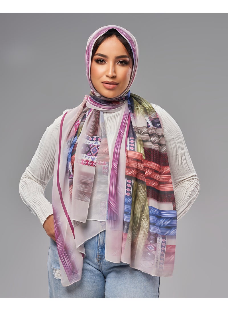 Lavezzi Printed Soft Chiffon Crepe Hijab Scarf for Women – Lightweight Long Muslim Headscarf (14) - Image 1