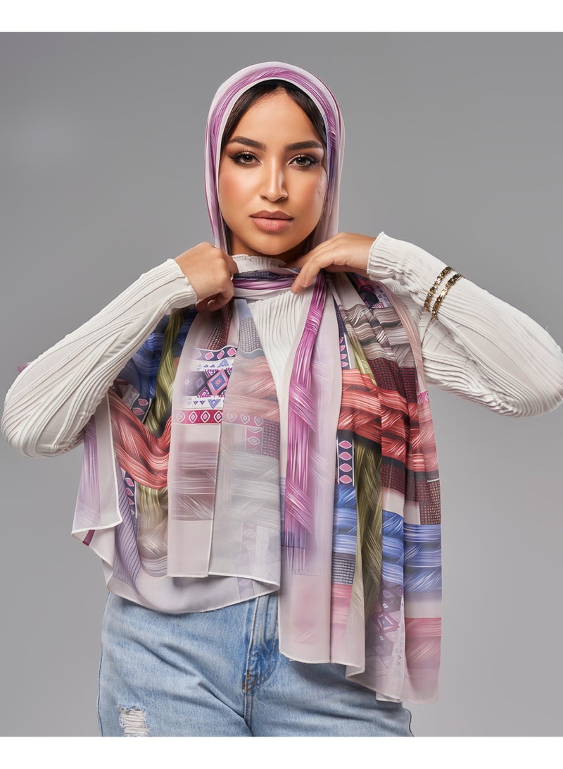 Lavezzi Printed Soft Chiffon Crepe Hijab Scarf for Women – Lightweight Long Muslim Headscarf (14) - Image 2