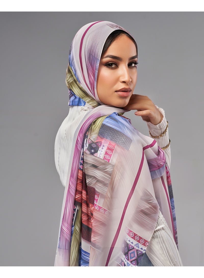 Lavezzi Printed Soft Chiffon Crepe Hijab Scarf for Women – Lightweight Long Muslim Headscarf (14) - Image 3