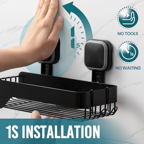TAILI Shower Caddy Suction Cup 2 PackStainless Steel Rustproof Shower ShelvesNo Drilling Wall Mounted BasketLarge CapacityRemovable Suction Cup Bathroom Organizers Home DecorBlack - Image 3