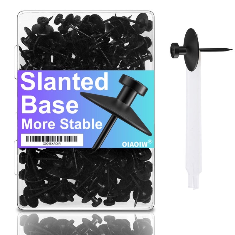 OIAOIW 50pcs Black Thumb Tacks - Heavy Duty Double Headed Metal Wall Tacks - Image 1