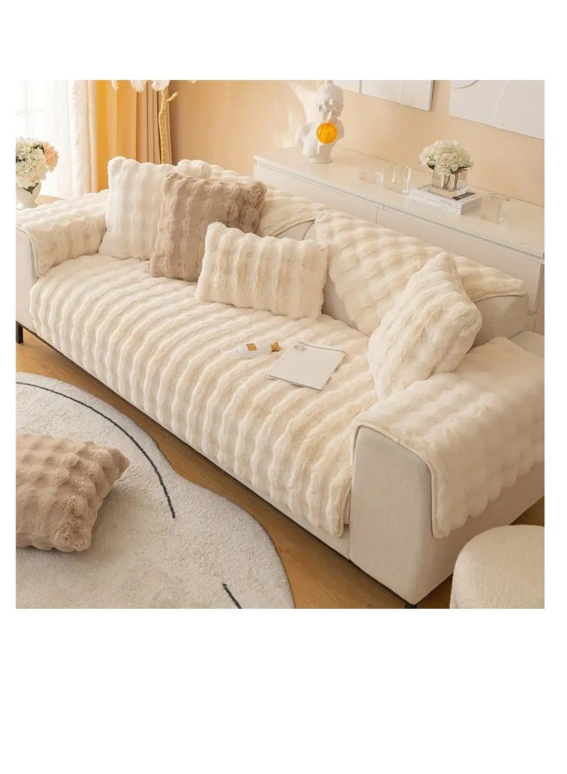 BAIG 3Pcs Set Plush Sofa Cover Anti-pill Sofa Cover Thicken Warm Sofa Seat Mat Full Coverage Pet Hair Proof Slipcover Non Slip Elastic  - Image 1