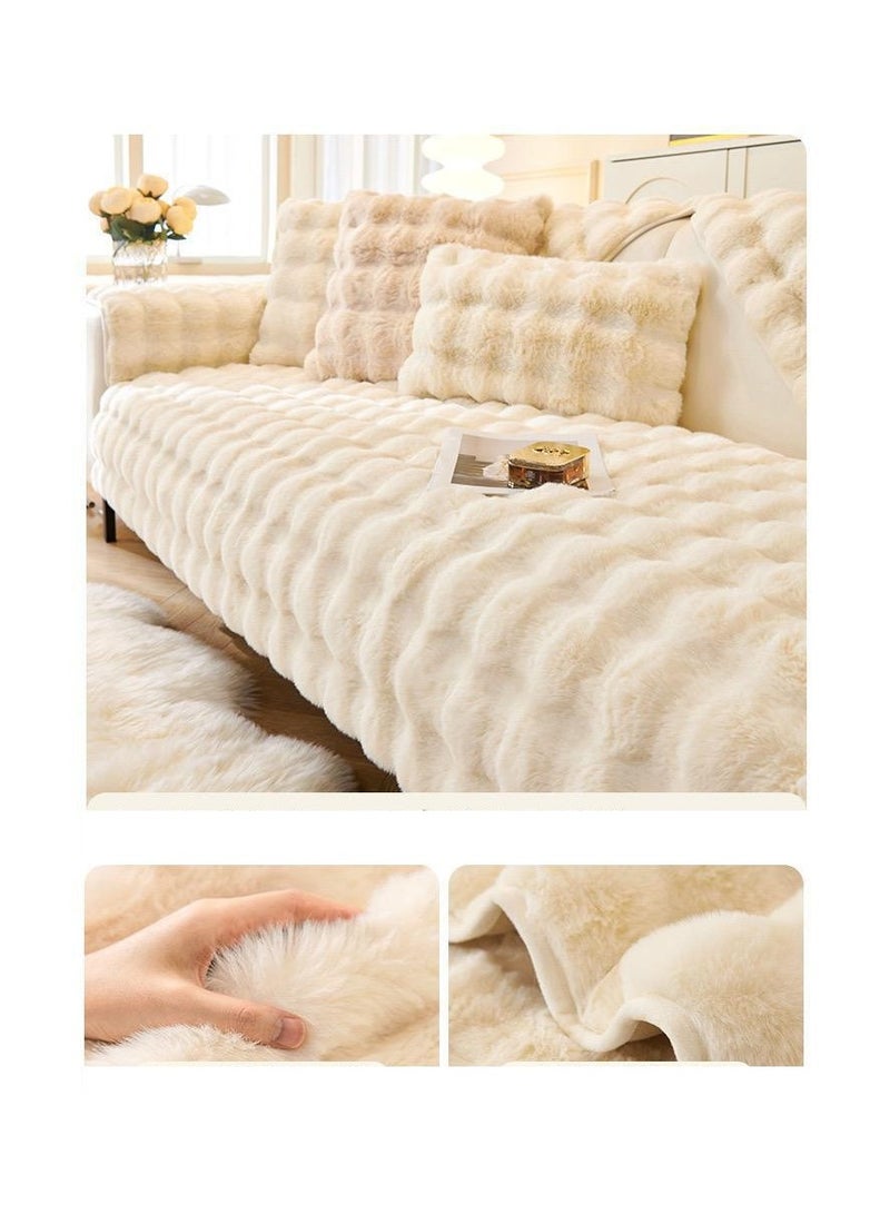 BAIG 3Pcs Set Plush Sofa Cover Anti-pill Sofa Cover Thicken Warm Sofa Seat Mat Full Coverage Pet Hair Proof Slipcover Non Slip Elastic  - Image 2
