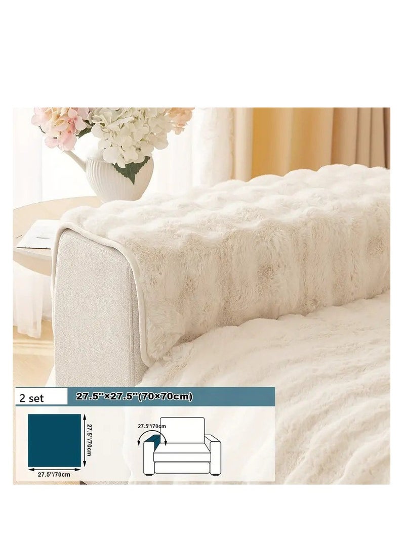 BAIG 3Pcs Set Plush Sofa Cover Anti-pill Sofa Cover Thicken Warm Sofa Seat Mat Full Coverage Pet Hair Proof Slipcover Non Slip Elastic  - Image 3