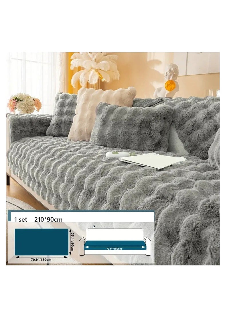 BAIG 3Pcs Set Plush Sofa Cover Anti-pill Sofa Cover Thicken Warm Sofa Seat Mat Full Coverage Pet Hair Proof Slipcover Non Slip Elastic  - Image 4