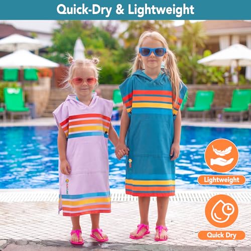 Suncube SUN CUBE Kids Surf Poncho, Hooded Changing Robe, Quick Dry, Absorbent, Lightweight Sand-Resistant Microfiber Wearable Towel, Beach & Pool Cover-Up for Boys & Girls (Ages 3-7, Sunset Blue) - Image 2